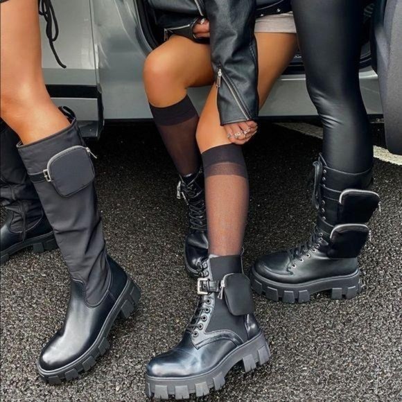 Black Combat Boots with Removable Pouches - Picture 11 of 13